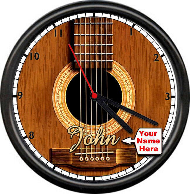 Personalized Name Guitar Shop Musician Luthier Instrument Sign Wall Clock 