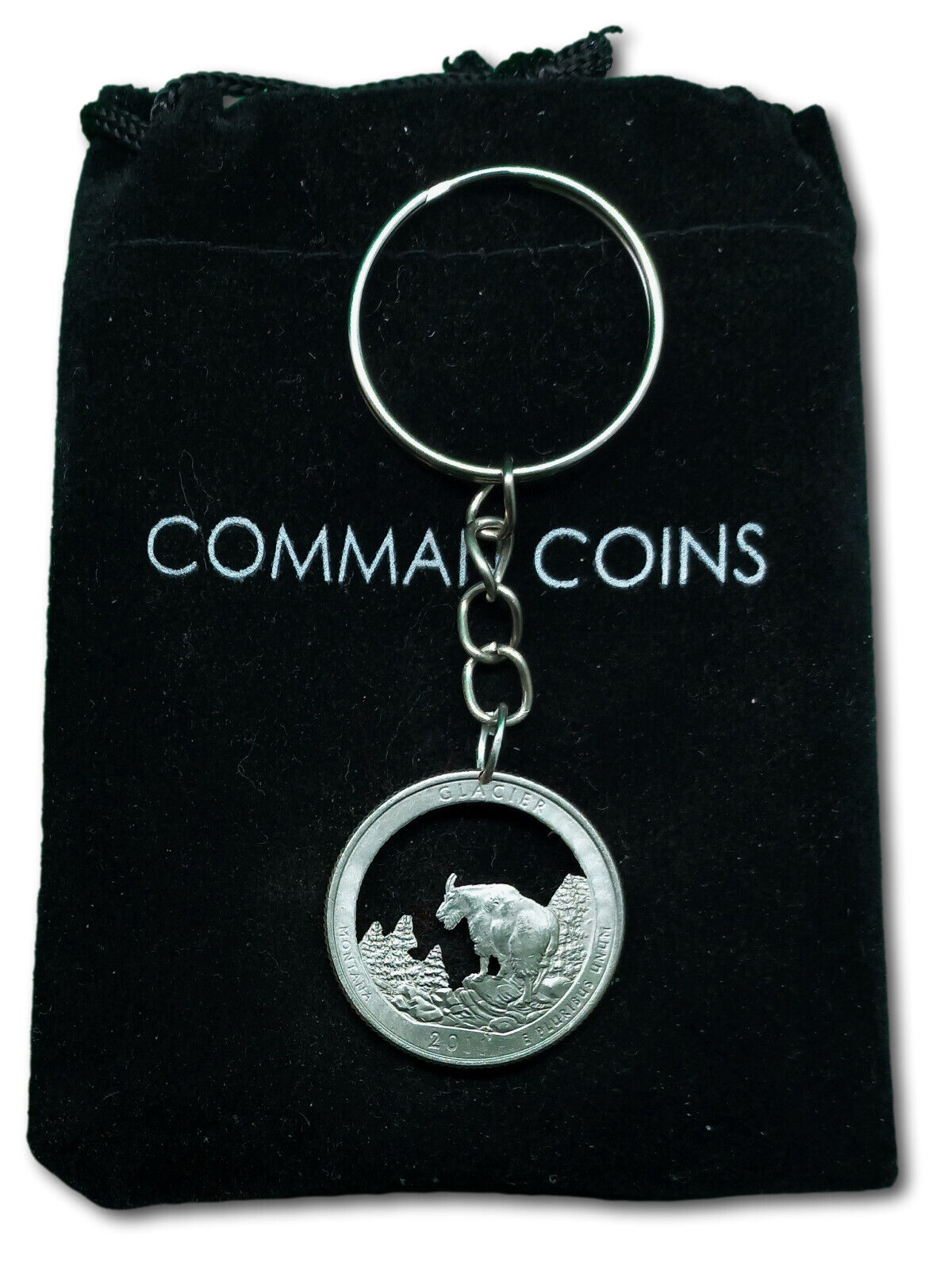 2010 Montana Cut Coin Keychain Glacier American US State Park Quarter Jewelry