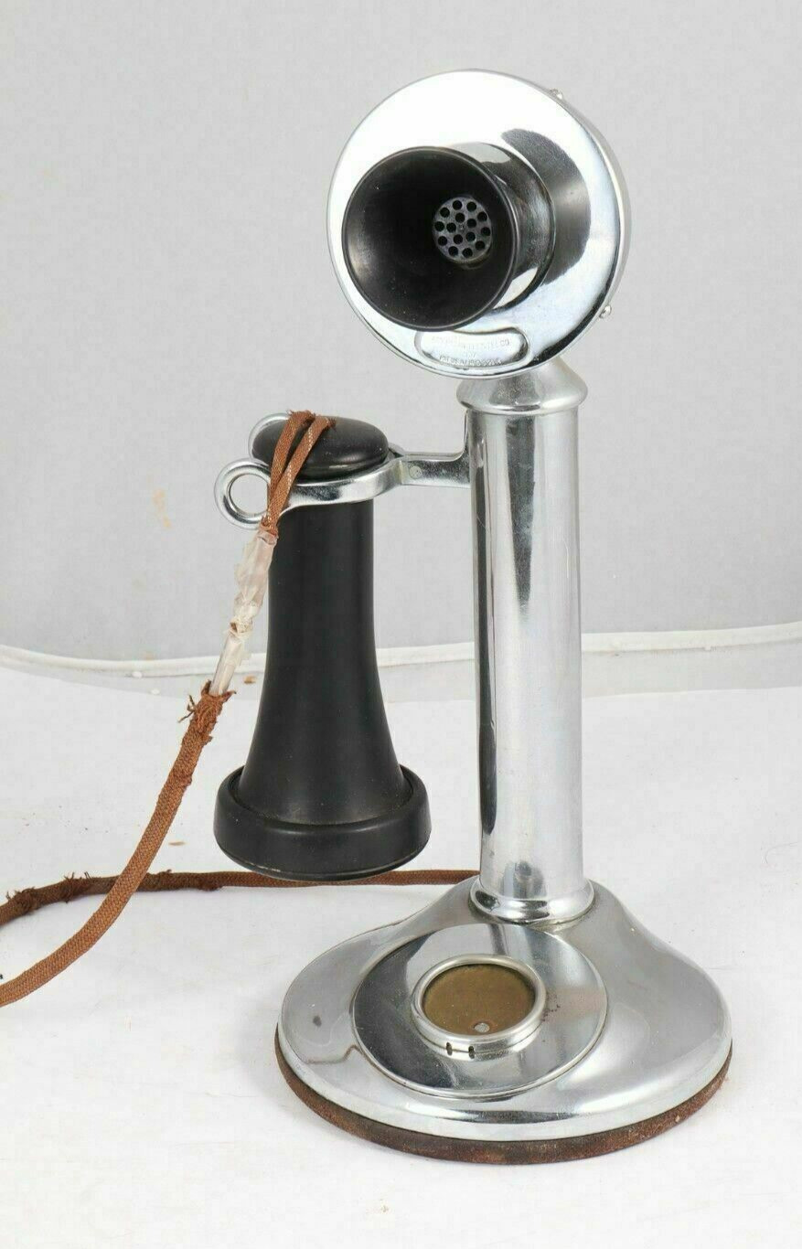 American Telephone & Telegraph Co. Chrome No Dial Model 337 Candle Stick Phone