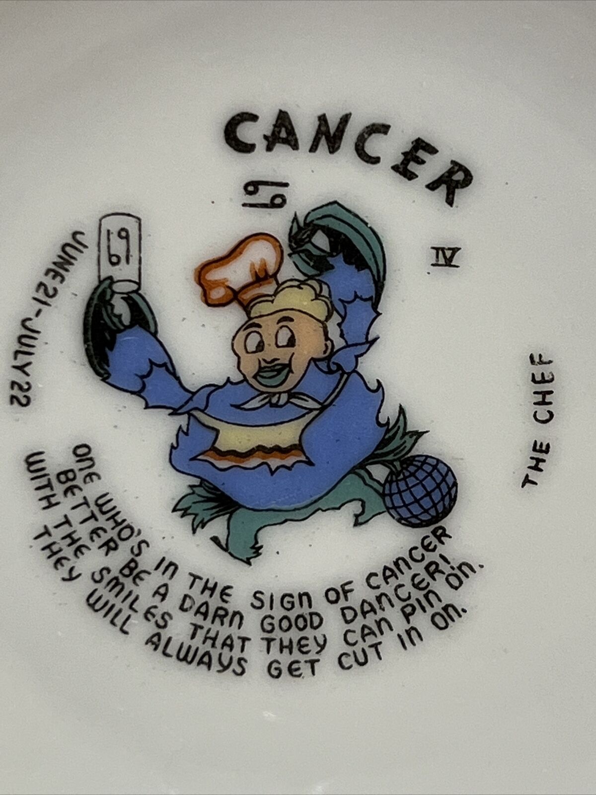 ap23- vintage bar coaster funny zodiac plate Trinket Dish Cancer