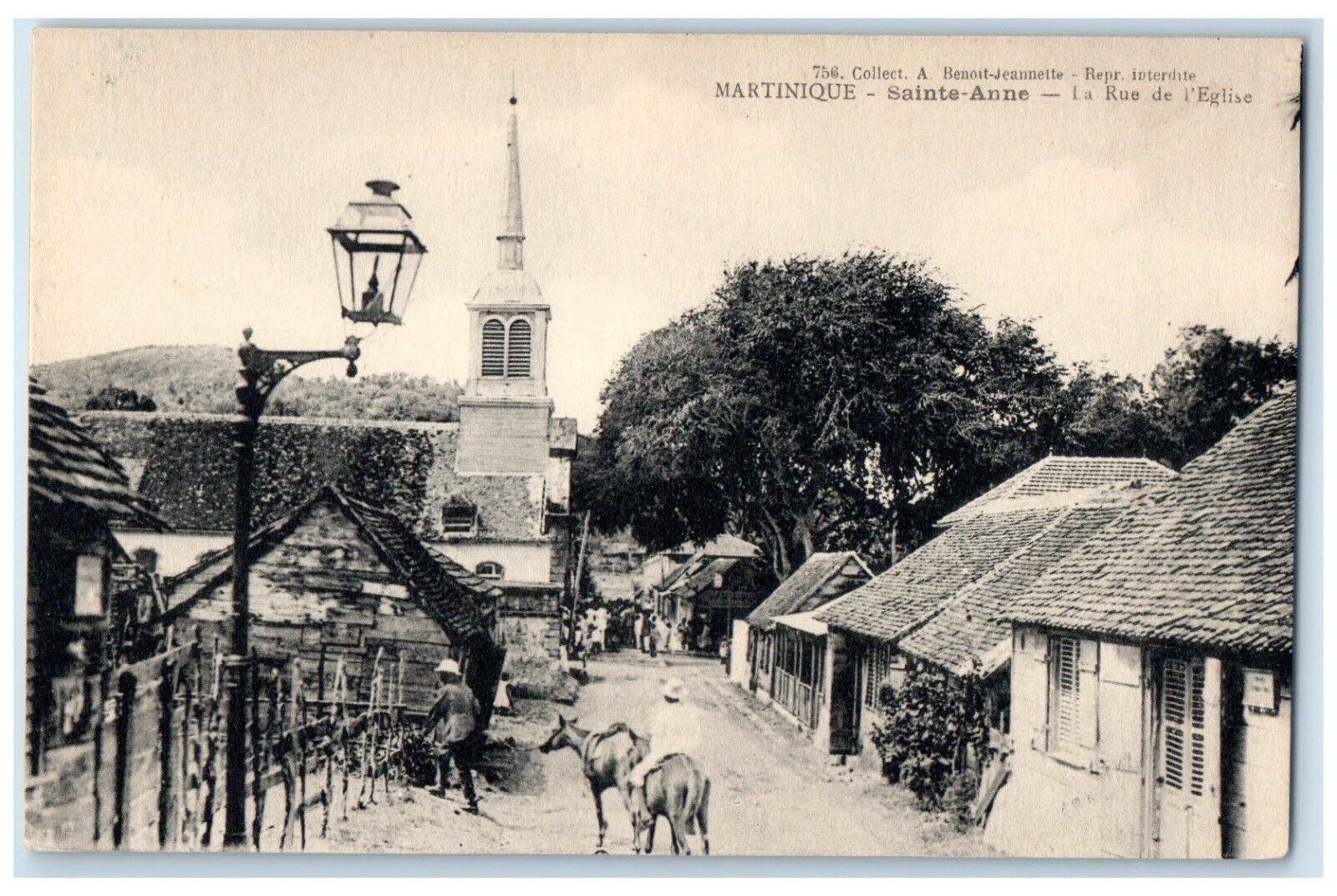 c1910 Saint Anne Church Street Martinique Region in France Postcard