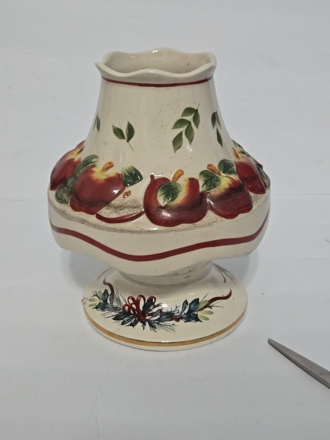 Lenox Winter Greetings Pillar Candle With PORCELAIN Apple Top