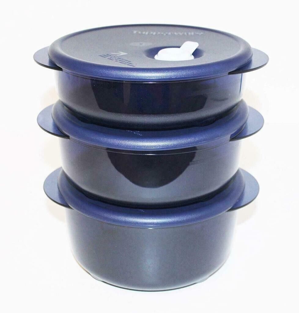 Tupperware Vent n’ Serve 3pc Small Round Set - Microwave - Freezer 
