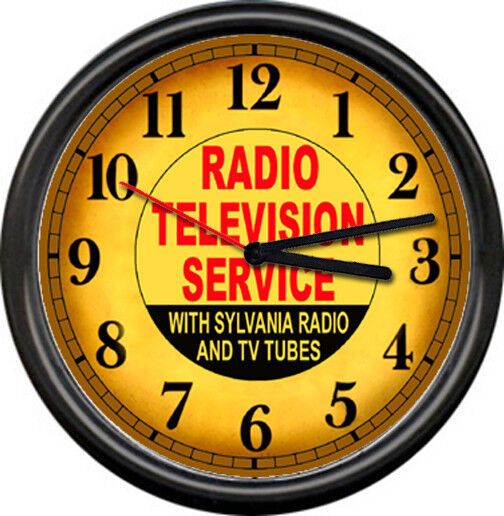 Sylvania Radio Television Service Tubes Sales Repair Technician Sign Wall Clock