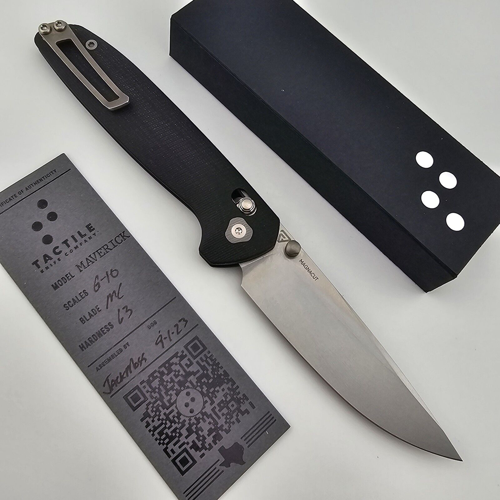Tactile Knife Co Maverick Folding Knife Magnacut Blade Steel Black G10 Handles