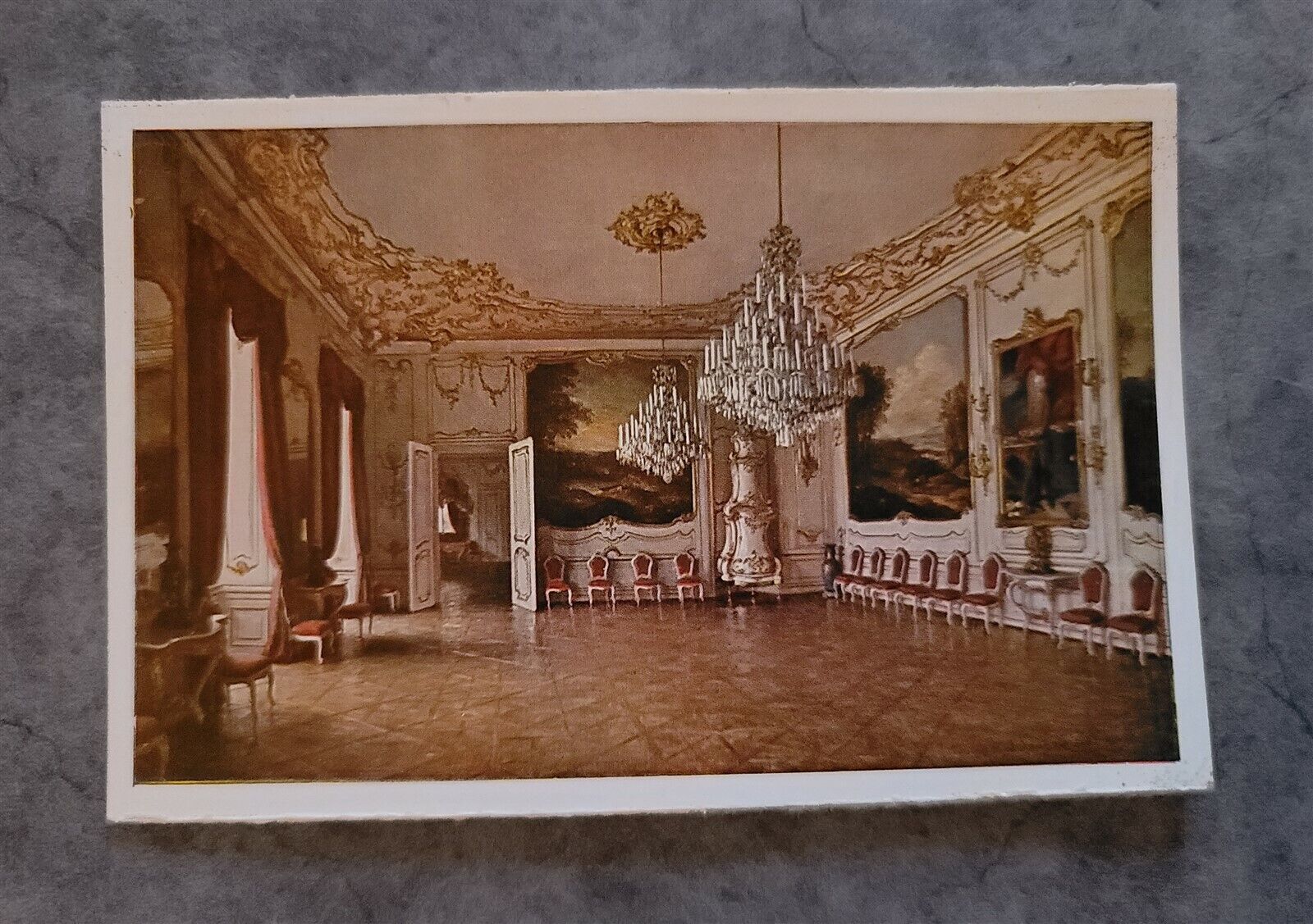c 1930s Postcard Schoenbrunn Old Imperial Castle Great Rosa Room Vienna Austria