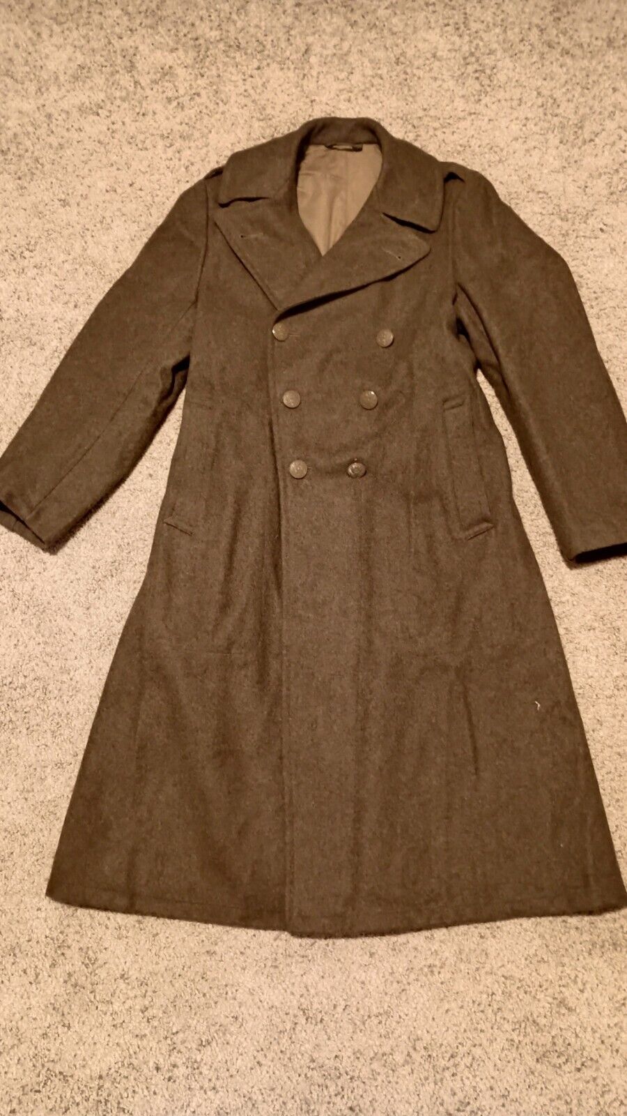 WW2 WWII 1945 Vintage US Army Trench Coat Overcoat, Wool, M1939, 38R VERY NICE