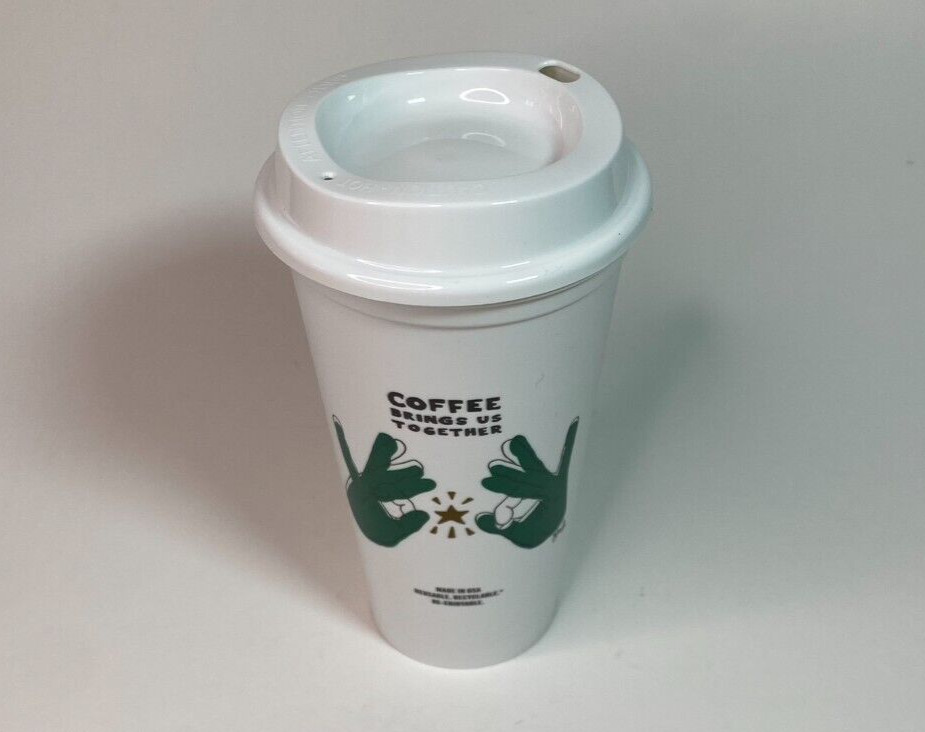 NEW Starbucks ASL Green Hands Reusable Hot Cup