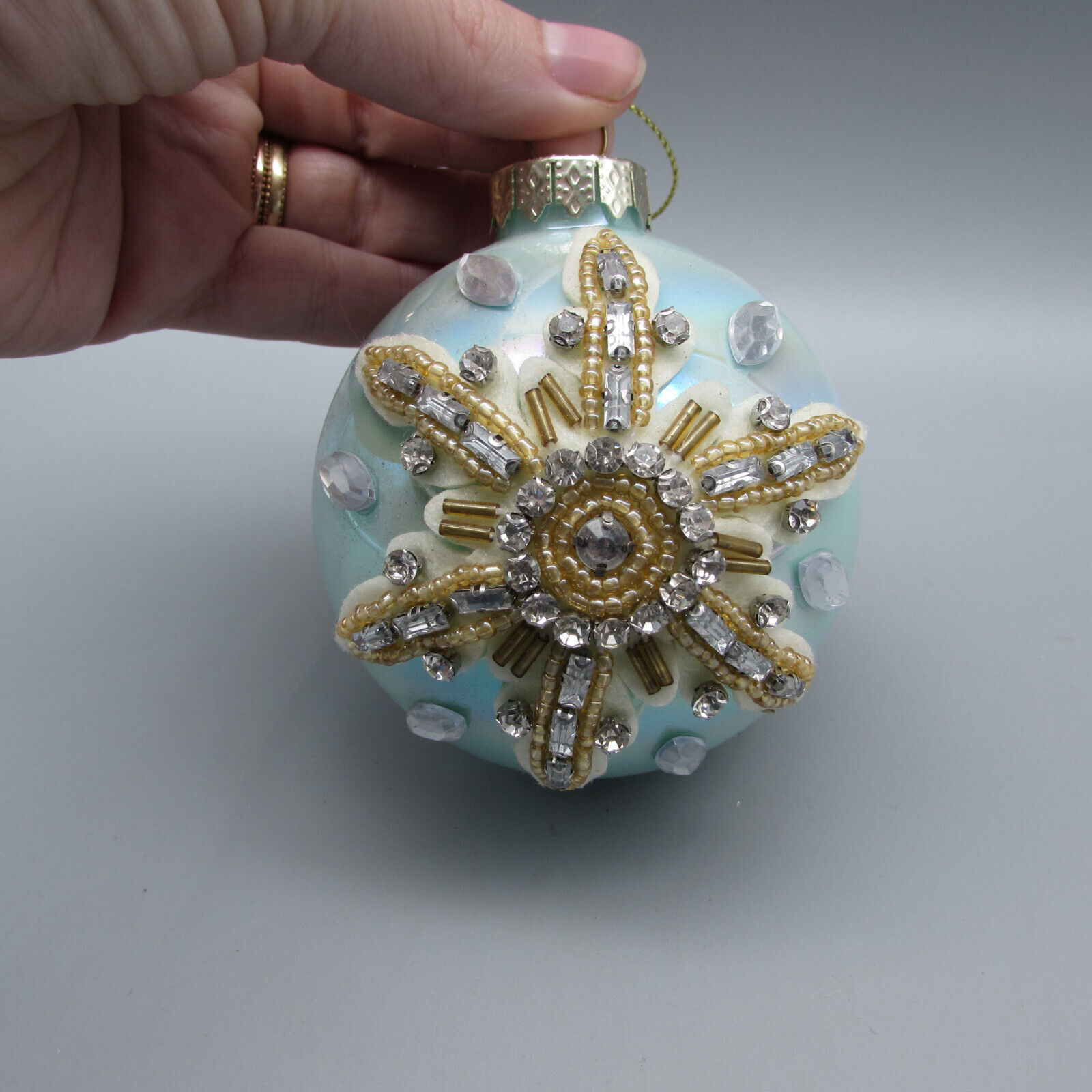Katherines Collection Beaded Snowflake Glass Christmas Ornament