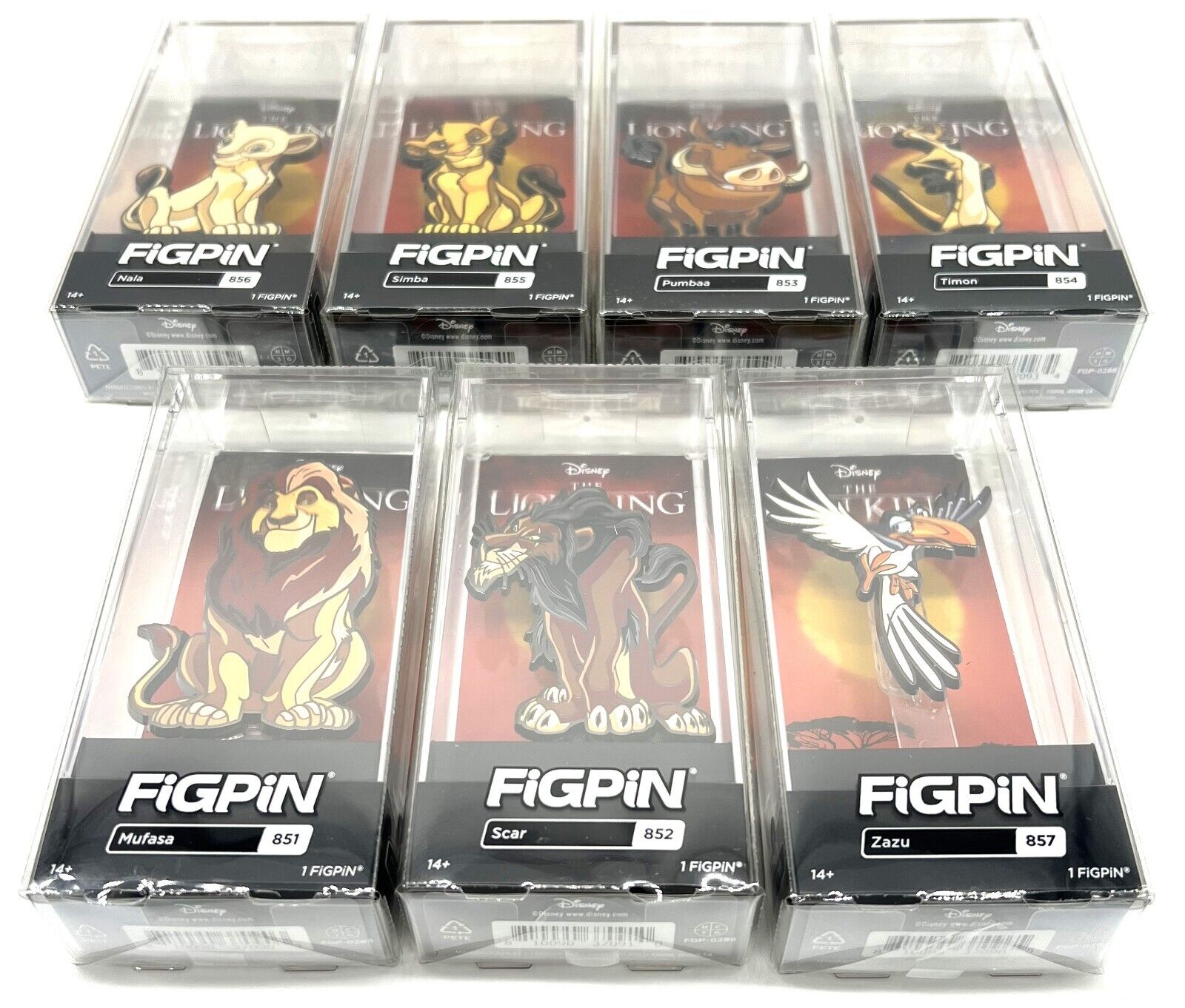 FiGPiN Disney The Lion King Collection Pins bundle Set of 7 Collectible Pins