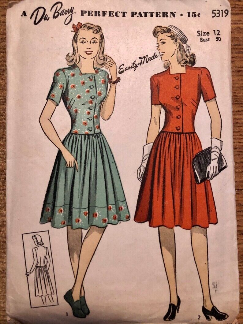 DuBarry 5319 | Bust 30 | Two-Piece Dress | Vintage 1940s Sewing Pattern