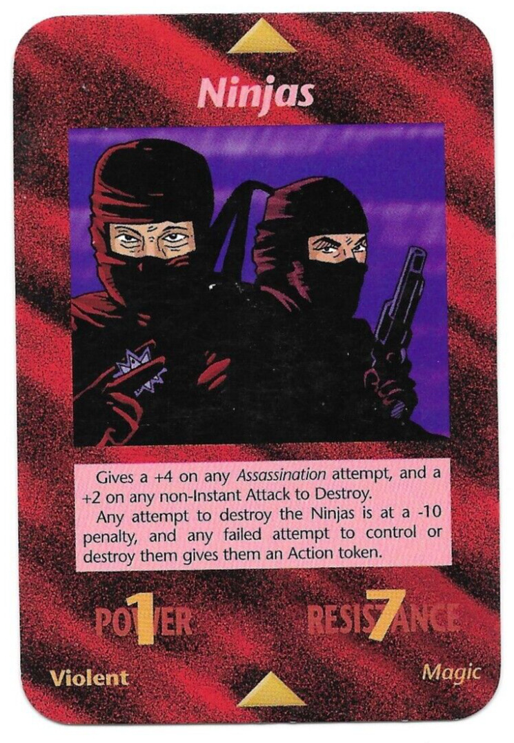 Illuminati Card Game Steve Jackson 1995 World Domination Ninjas Card