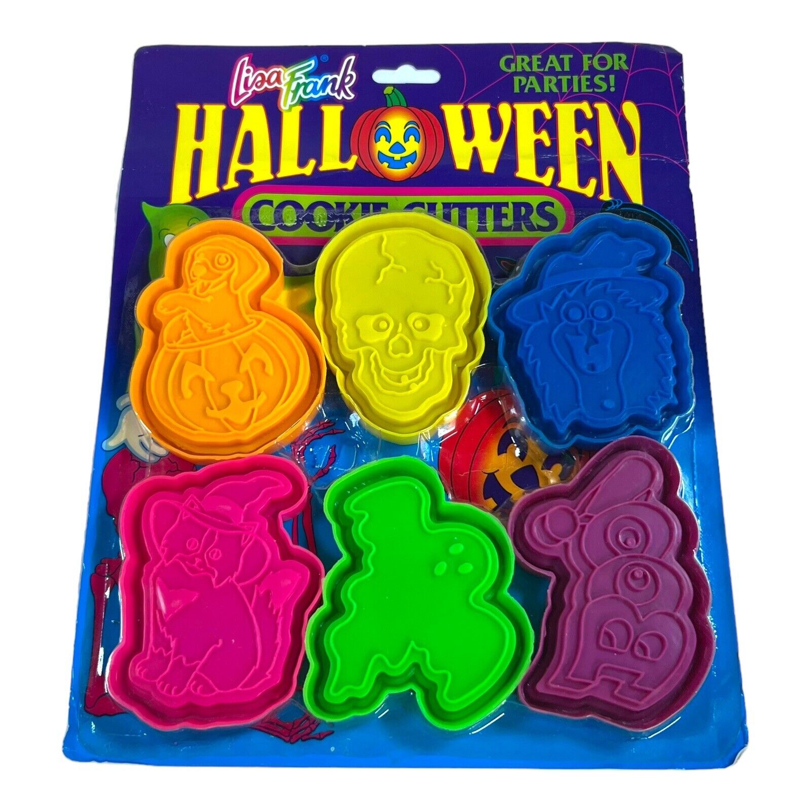 Vintage 1990s Lisa Frank Halloween Cookie Cutters NEW SEALED pumpkin skull ghost
