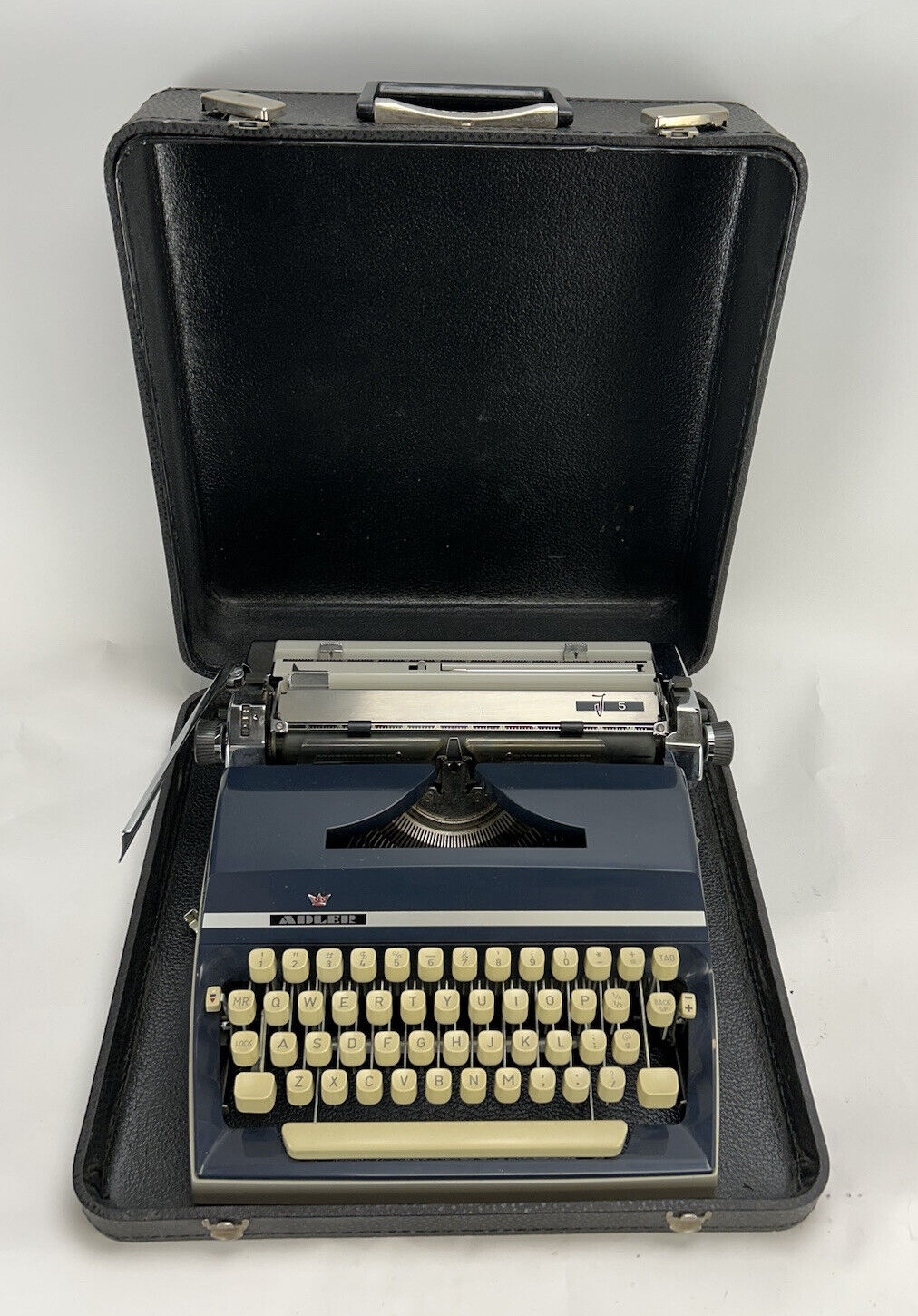 Vintage Adler J5 Manual Portable Typewriter with Case