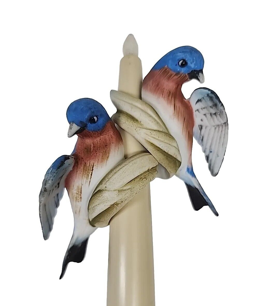 Blue Bird Pair Candle Huggers Marked NC KW1268 50s 60s Era Handpainted