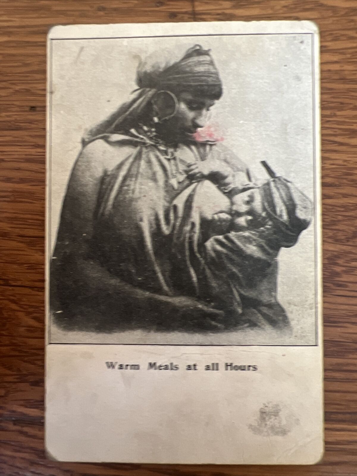 \'Warm Meals at All Hours\' RPPC Native Woman Breastfeeding Postcard c1900 201a