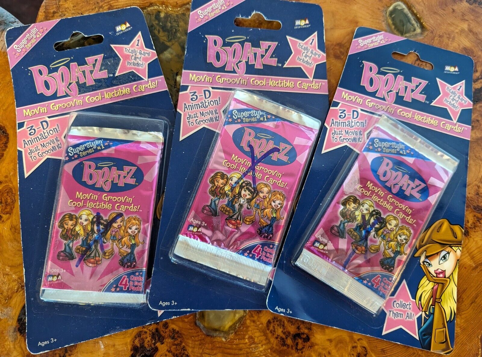 NEW IN PACKAGE 3 2003 Bratz Movin' Groovin Cool-lectible Series#1 Trading Cards