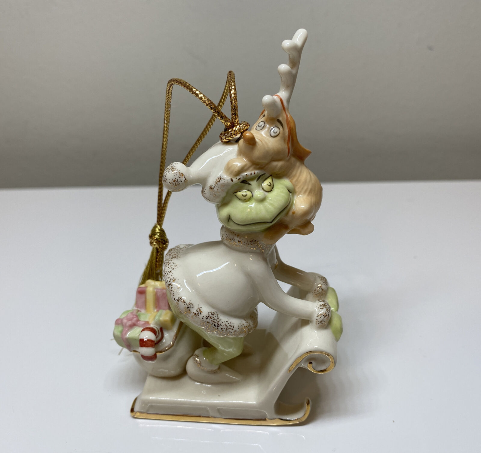 Lenox Dr. Seuss THE GRINCHIEST SLEIGH RIDE Ornament 2000 Grinch and his Dog Max