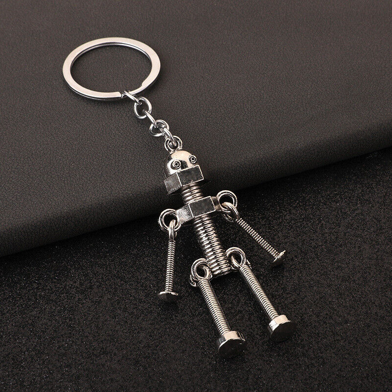 1PC Metal Screw Robot Keychain With Movable Hands Legs Bag Purse Key Ring