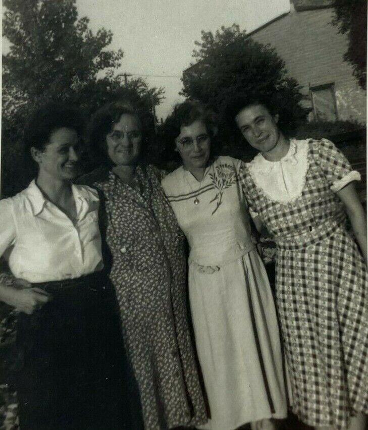 Four Women In Dress Hugging B&W Photograph 3.5 x 5