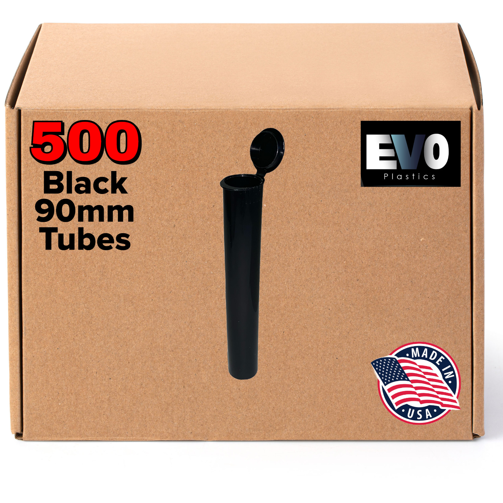 90mm Black Pre-Roll Tubes 500 Bulk | Pre Roll Cones Raw | 1 1/4 .5g | Half G