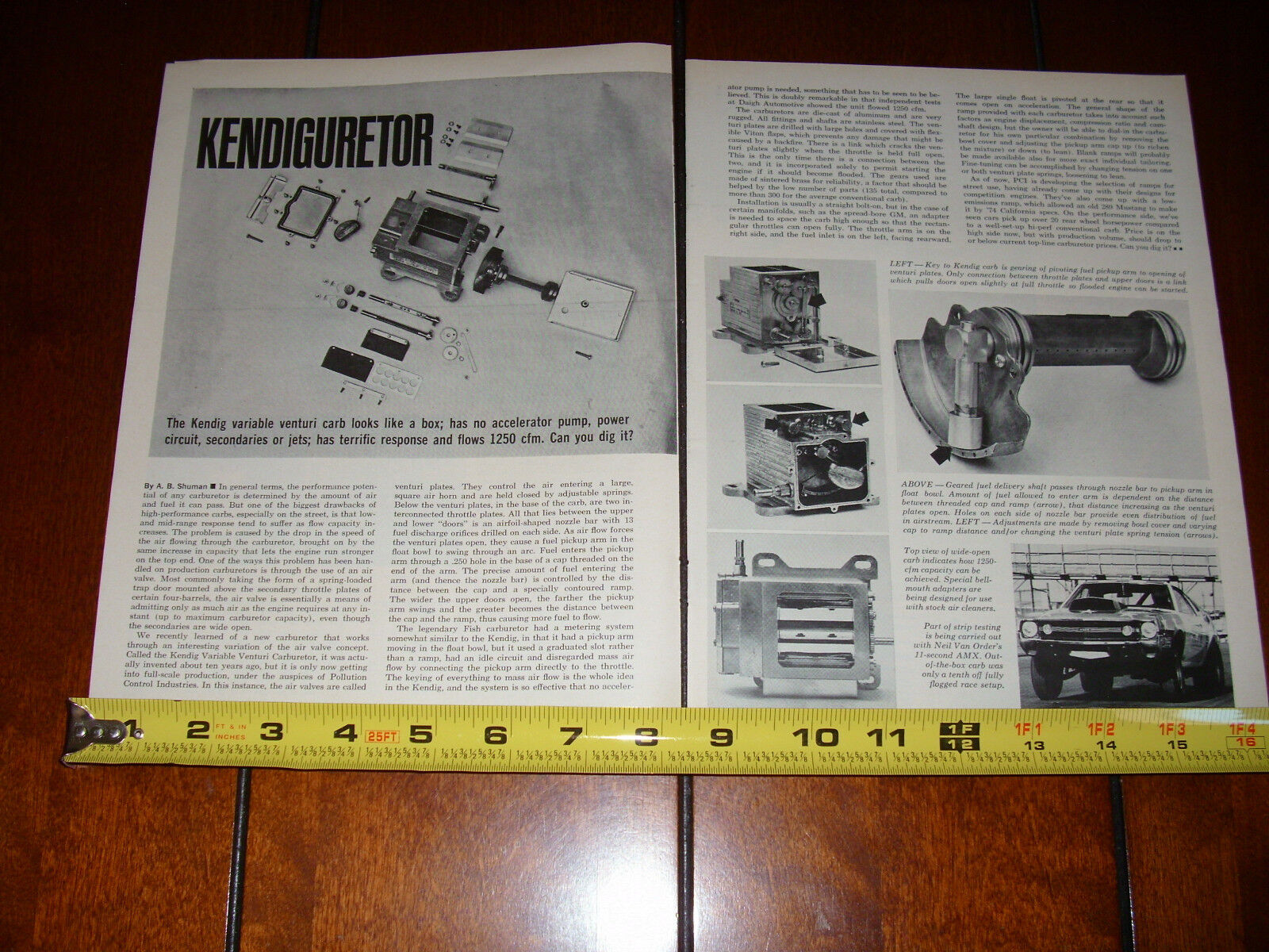 KENDIG CARBURETOR PRE PREDATOR ORIGINAL 1972 ARTICLE
