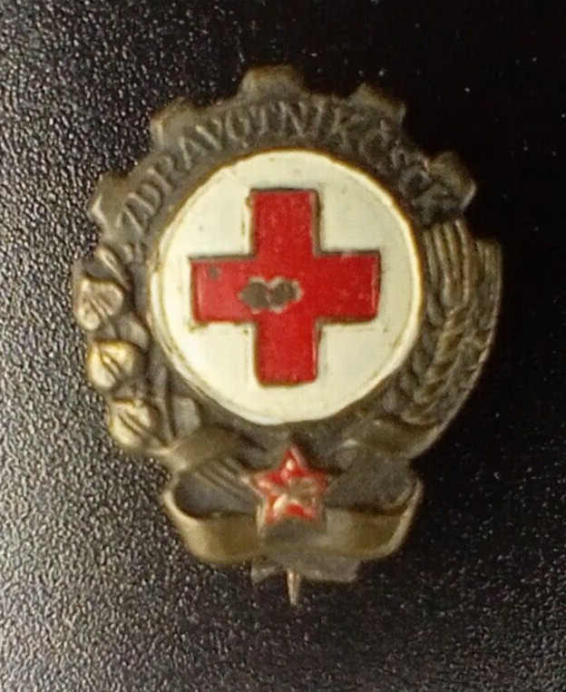 Antique Czech Red Cross Association Medical Medic Uniform First Aid Pin Badge