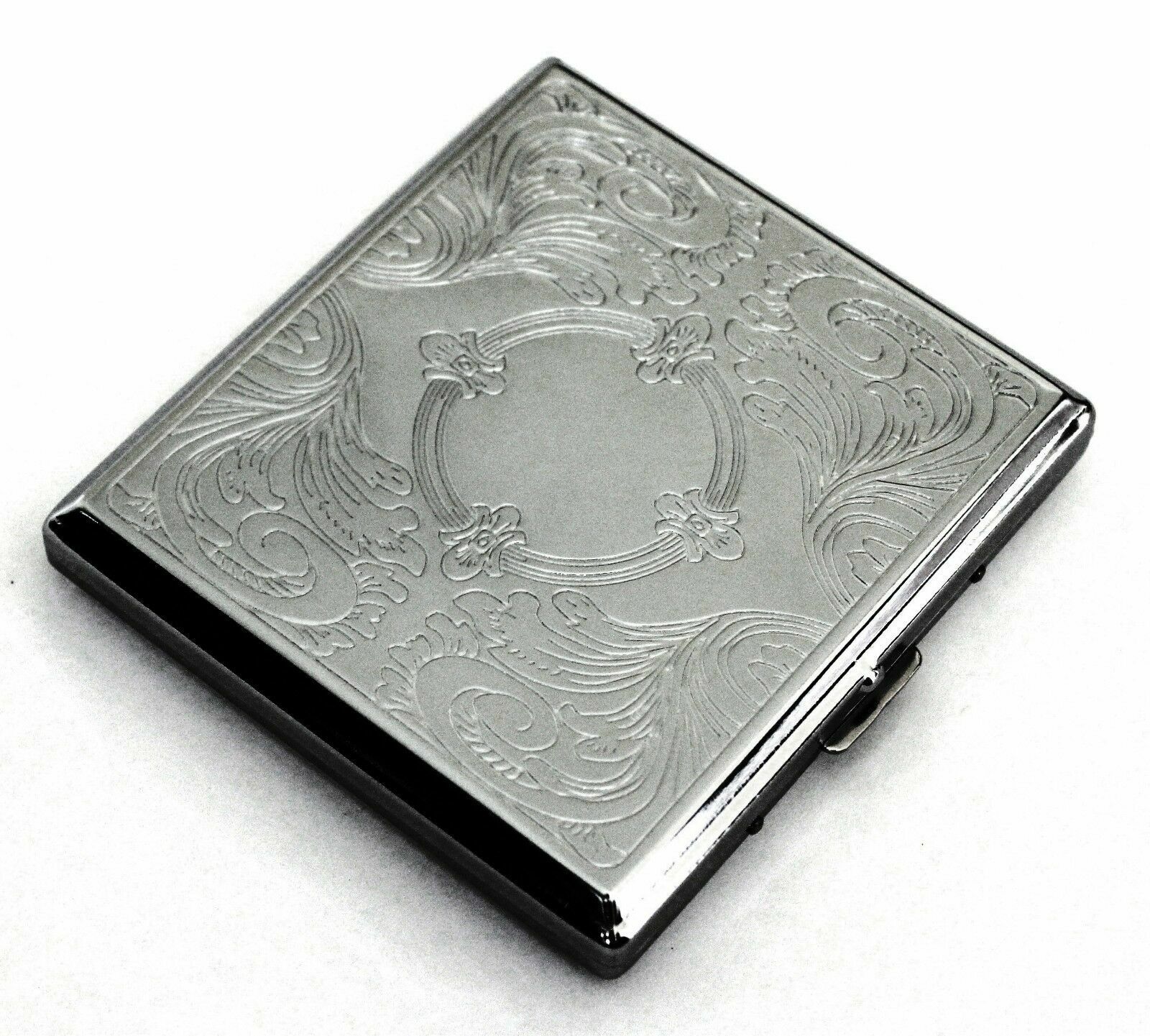 Vintage Metal Cigarette Case Box Silver Men Tobacco Holder for20s 90mm King Size