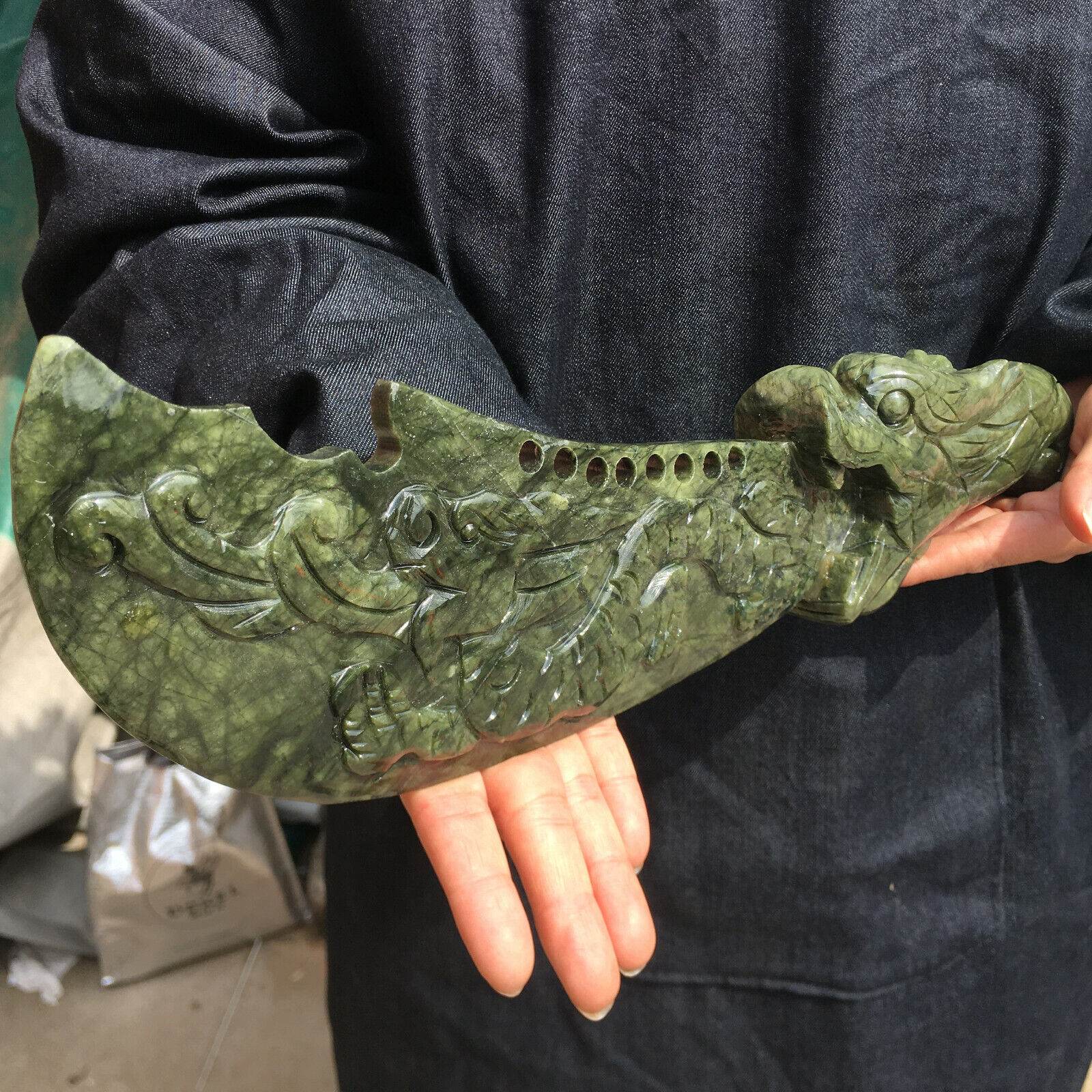 2.6~2.8LB 1PC Natural jade carving dragon head dao reiki skull crystal specimen