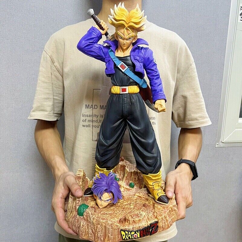 Large Dragon Ball Z Super Saiyan Trunks Figure Model Statue 2 head Collection