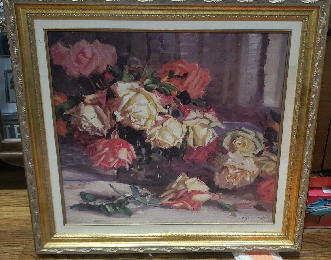 Antique Roses Oil painting Joseph Kleitsch  Reproduction With Gold Frame