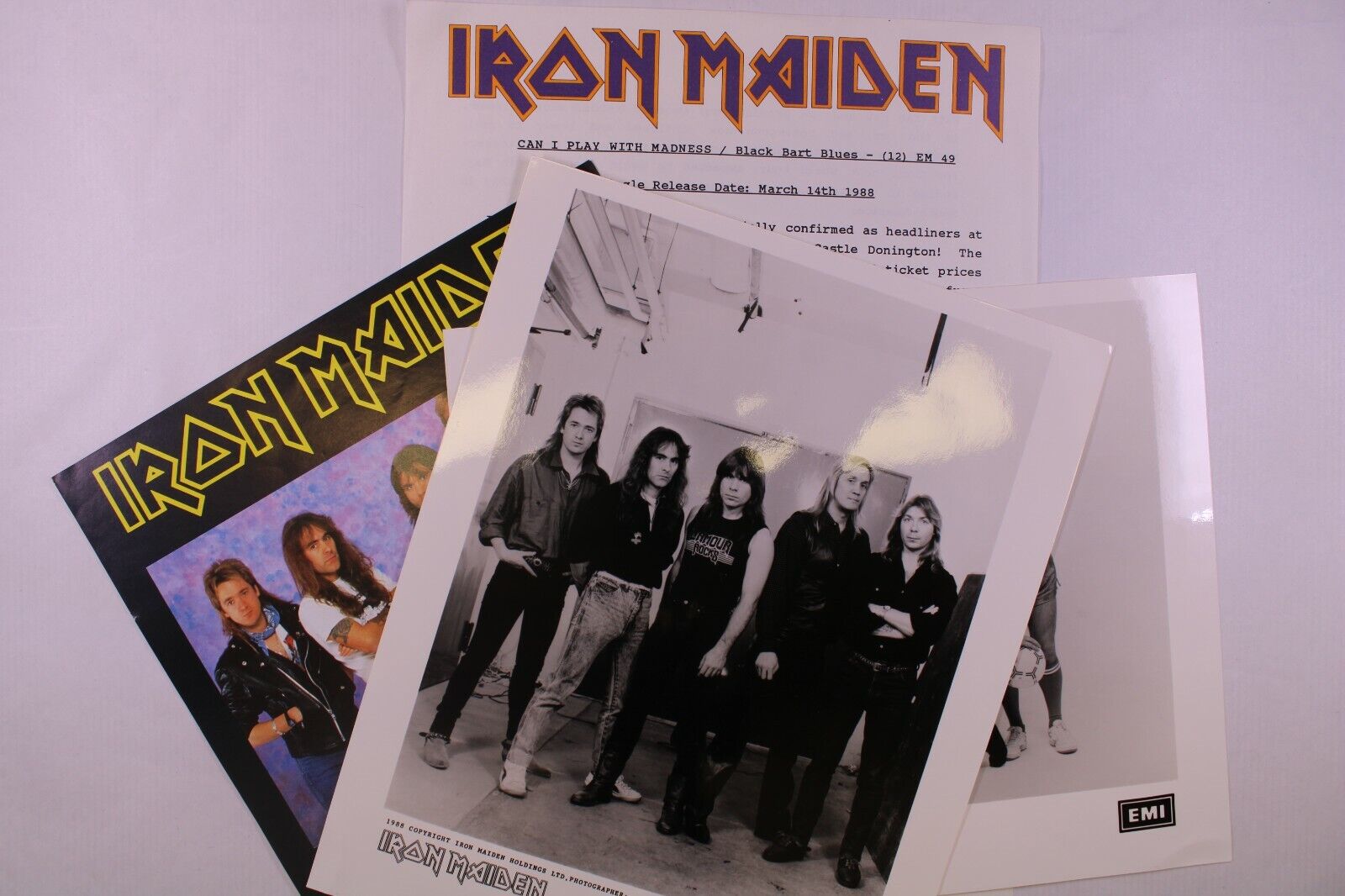 Iron Maiden Press Release Bruce Dickinson Orig EMI Promo Photos Merch Sheet 1988