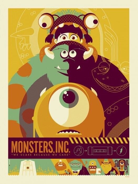Mondo Tom Whalen Disney Monsters Inc Print /365 New In Tube Never Removed