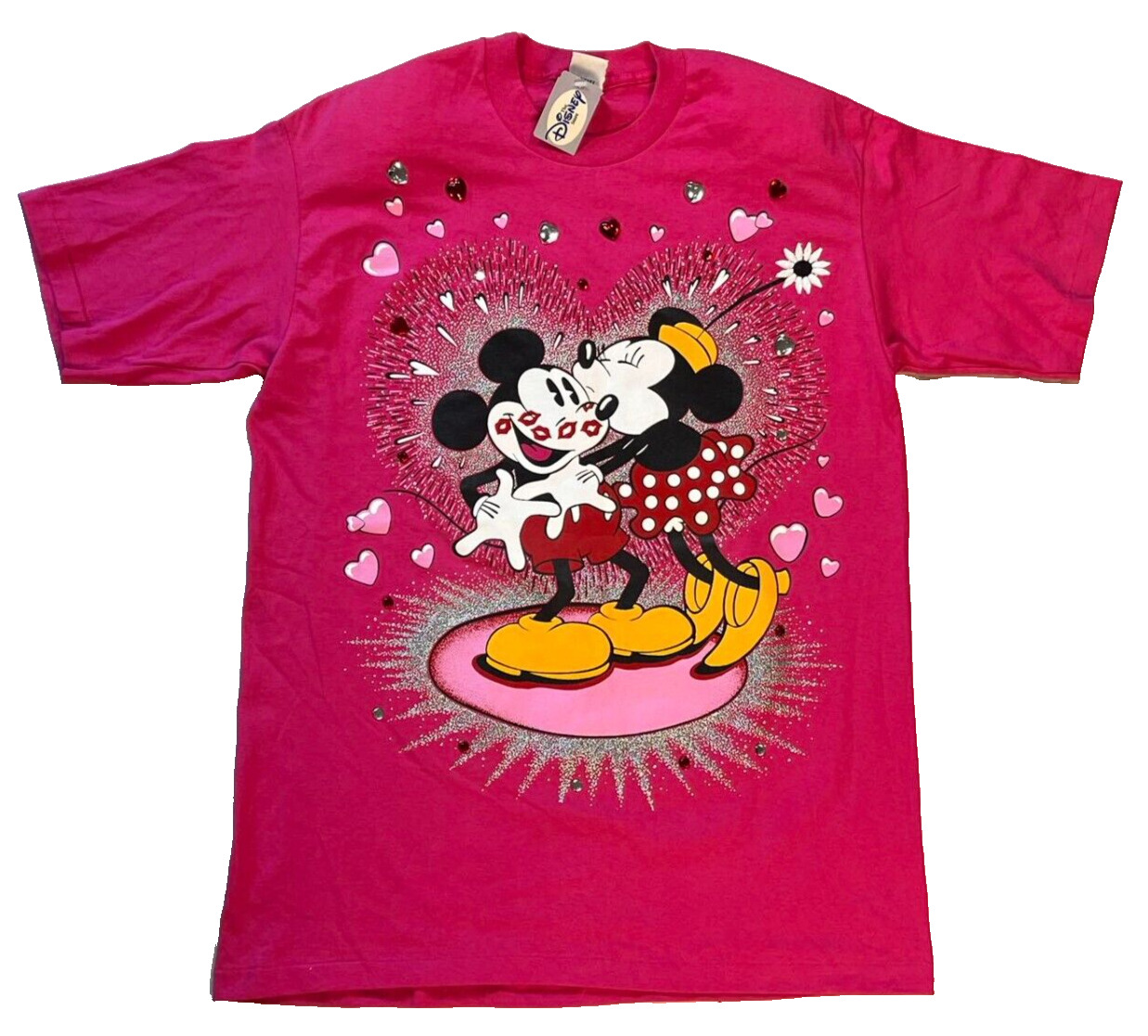 RARE Vtg 90s Disney Minnie Love Mickey Double Sided Gemstones T Shirt XL USA New