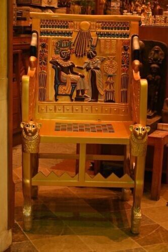 Rare Ancient Antique Replica Wood And Fiberglass Of Golden Throne Tutankhamun BC