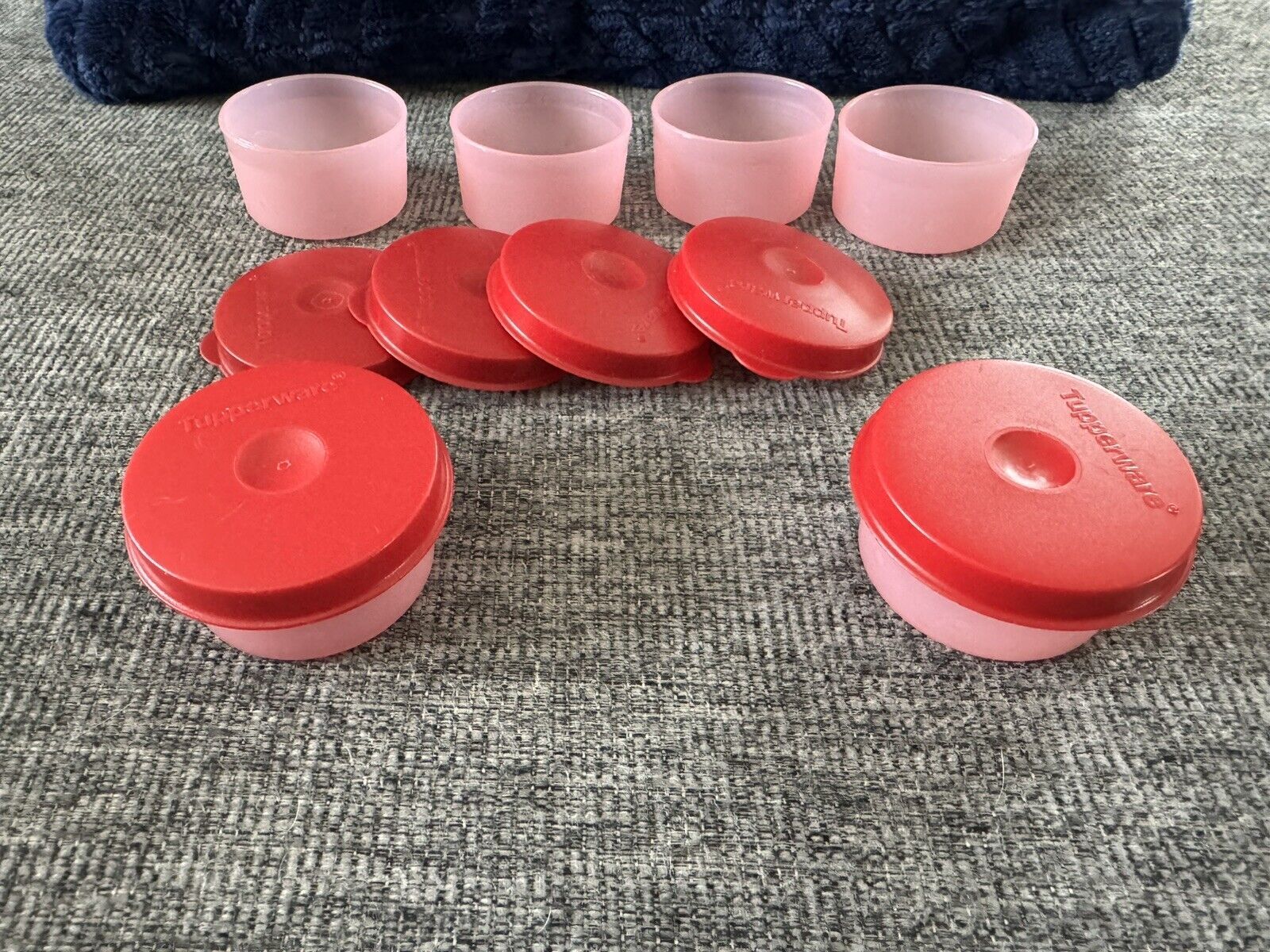 TUPPERWARE SMIDGETS SET OF 6 WITH SEALS PINK & RED B38