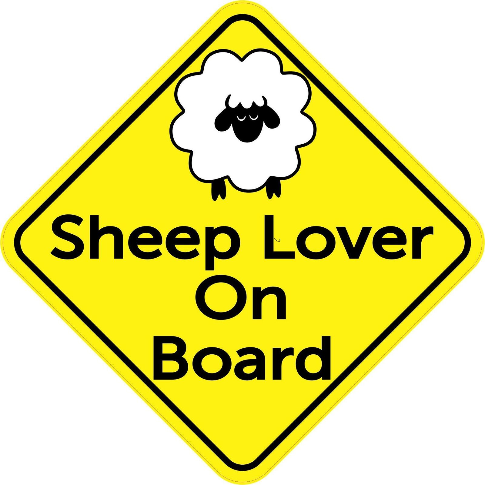 6in x 6in Sheep Lover On Board Sheep Bumper Sticker Vinyl Animal Stickers