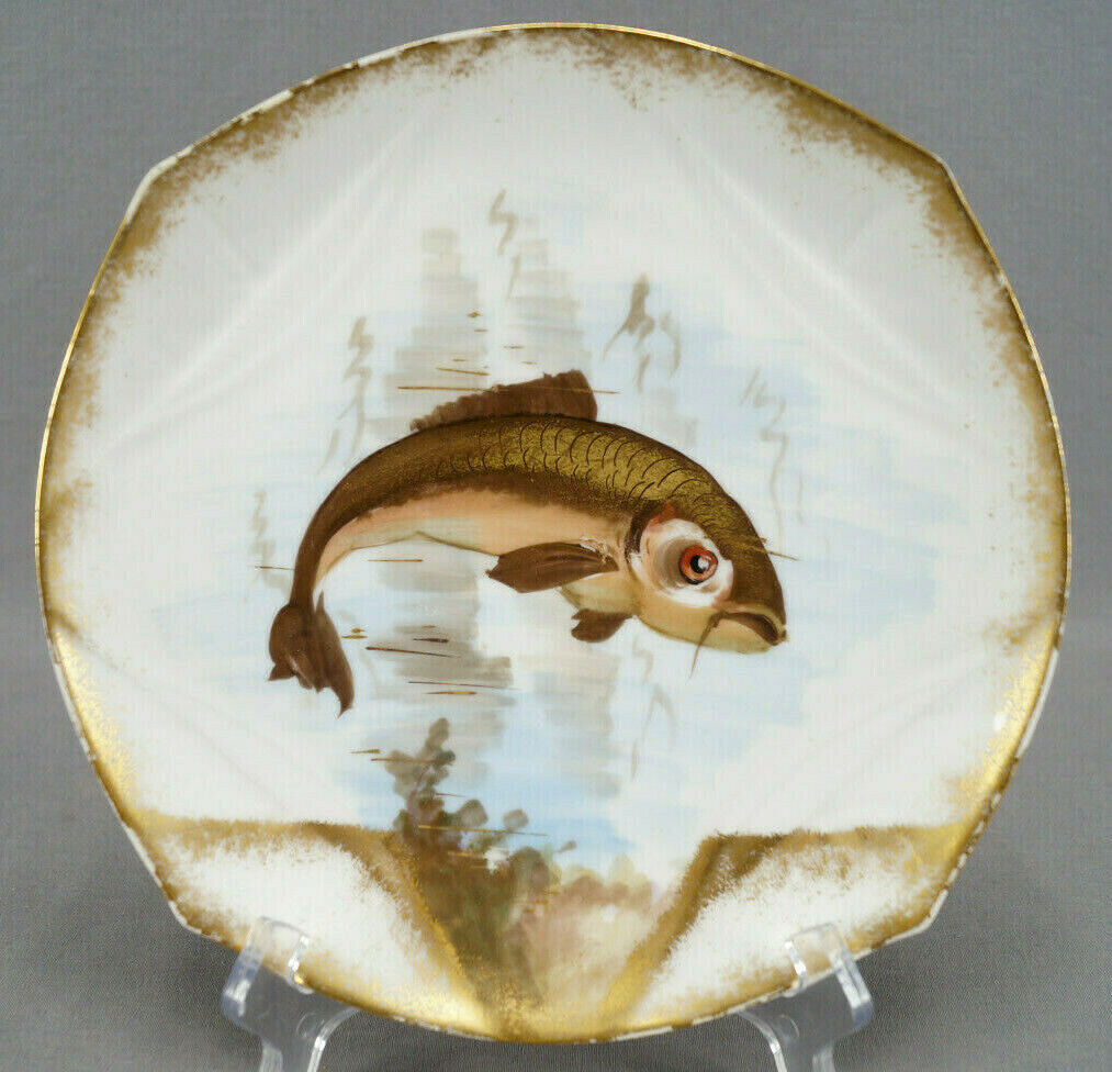 Martial Redon Limoges Hand Painted Gold Fish 8 3/4 Inch Plate Circa 1882-1896 G