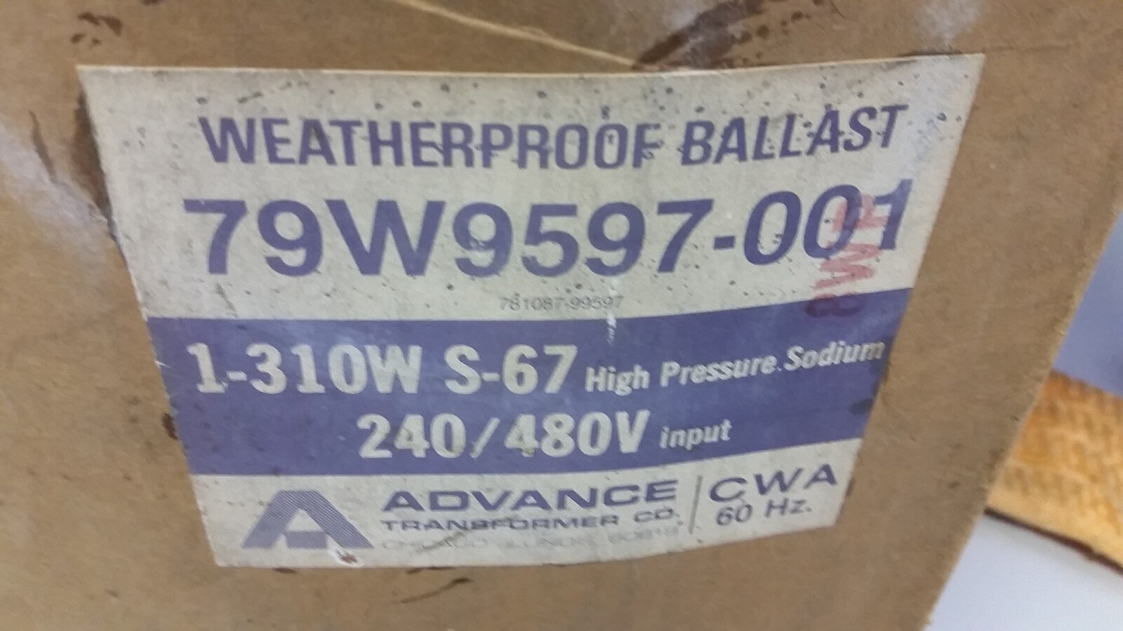 79W9597-001 Philips /Advace  Weatherproof Ballast