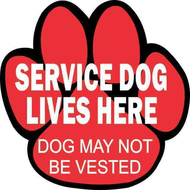 4in x 4in Service Dog Lives Here Sticker Car Truck Vehicle Bumper Decal