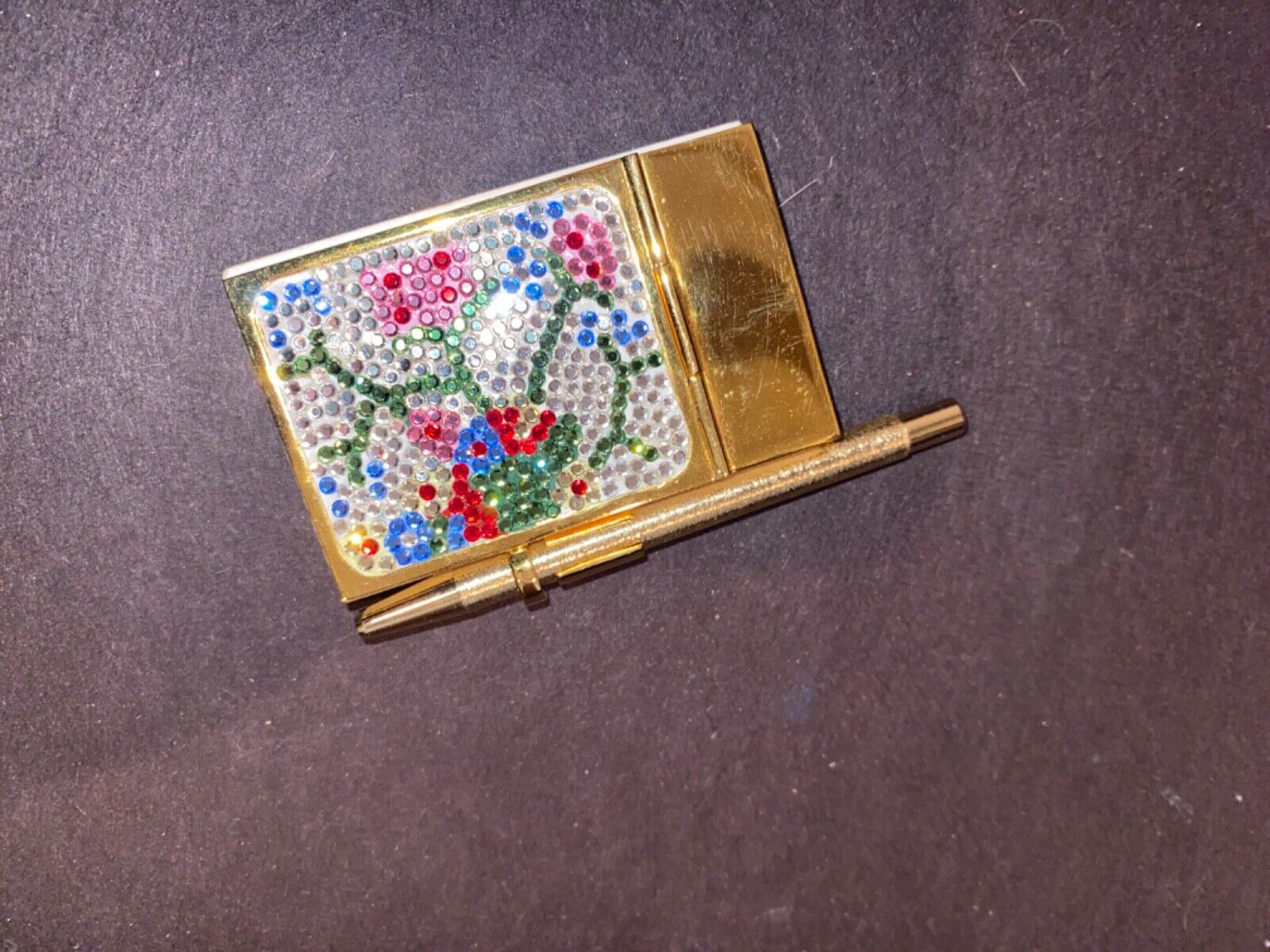 judith leiber mini notepad w/pen crystal floral