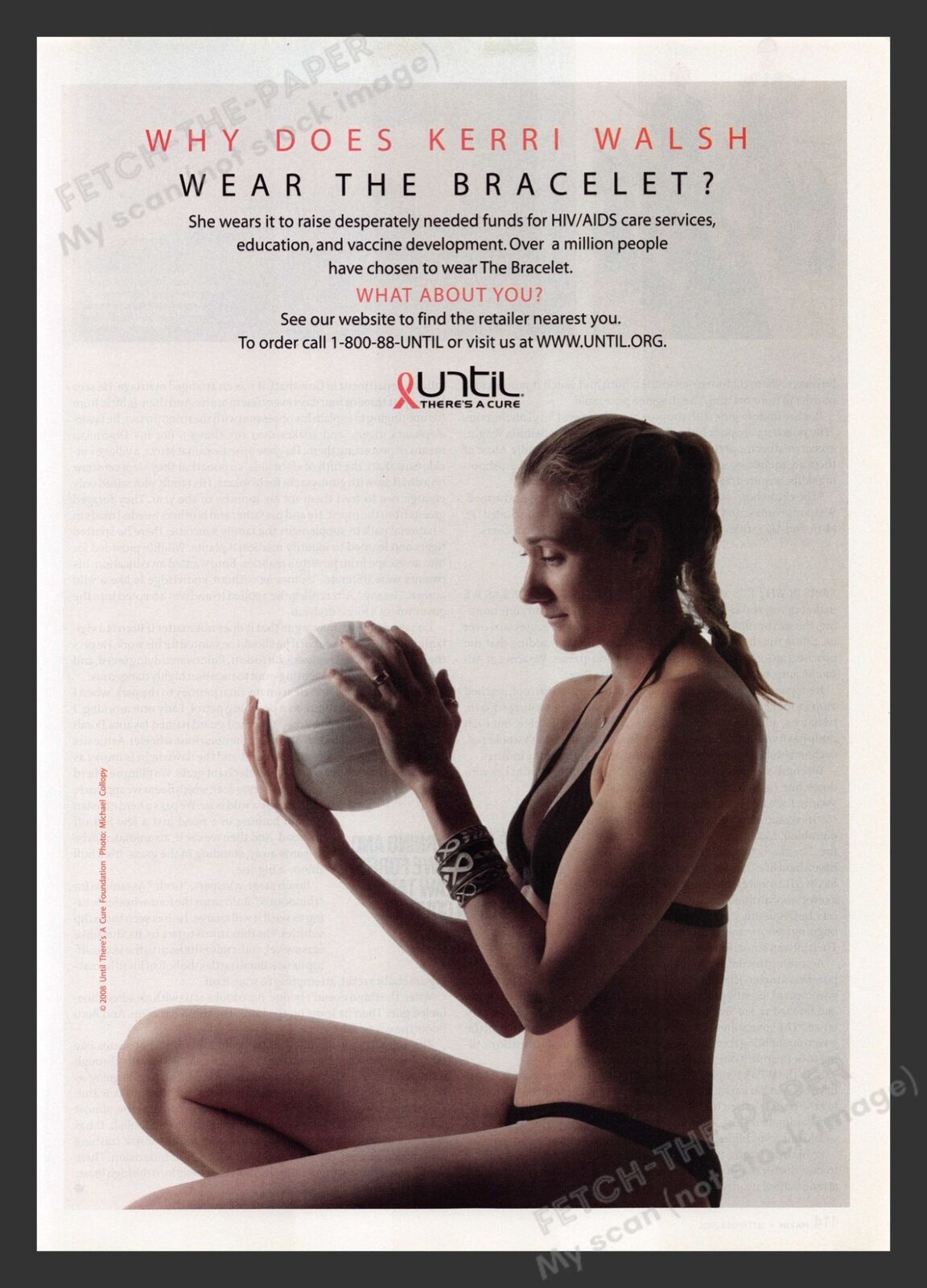 HIV/AIDS Until There's A Cure Kerri Walsh Athlete 2000s Print Advertisement 2008