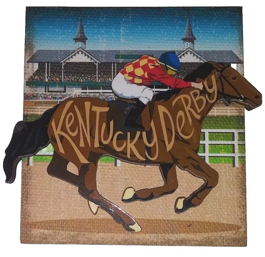 5 New Kentucky Derby Churchill Downs Magnets Horse Racing Fridge + 2 Dishtowels