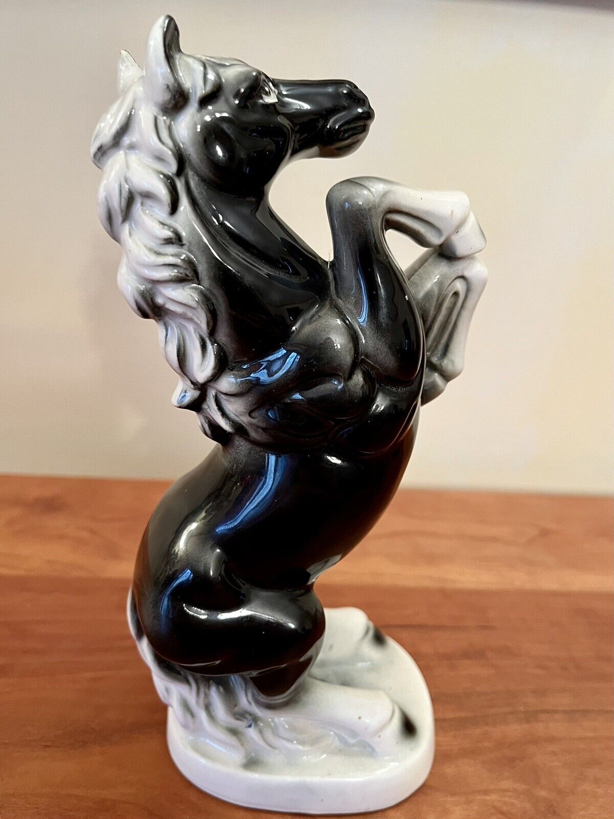 Vintage Black Ceramic Rearing Stallion Mfg. by Pacifica Japan; 8” Tall