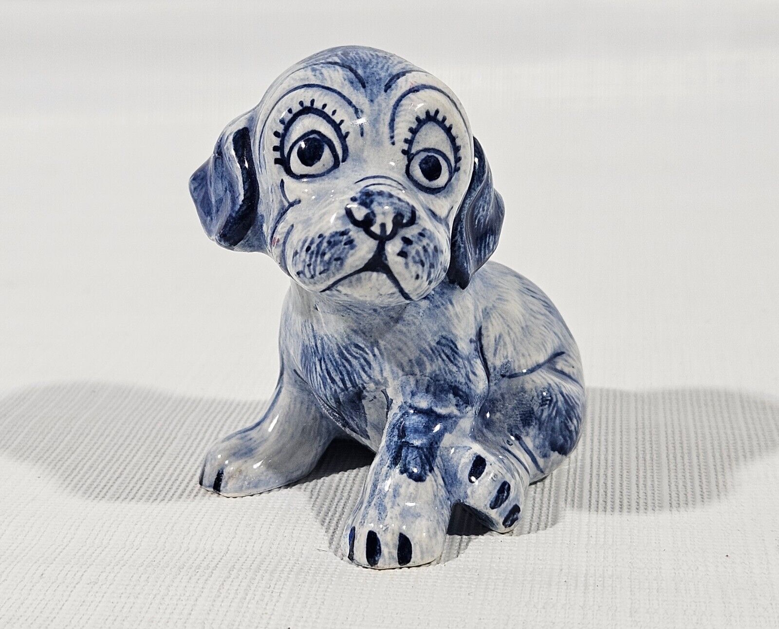 Vintage Delft Holland Puppy Dog Figurine Marked READ