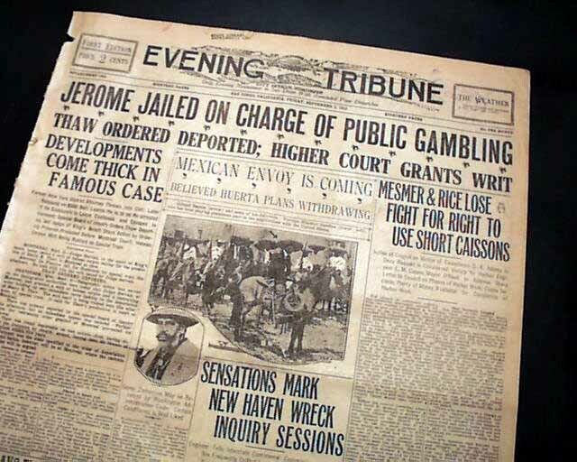 HARRY KENDALL THAW Escape from Asylum to Canada Deportation Order 1913 Newspaper