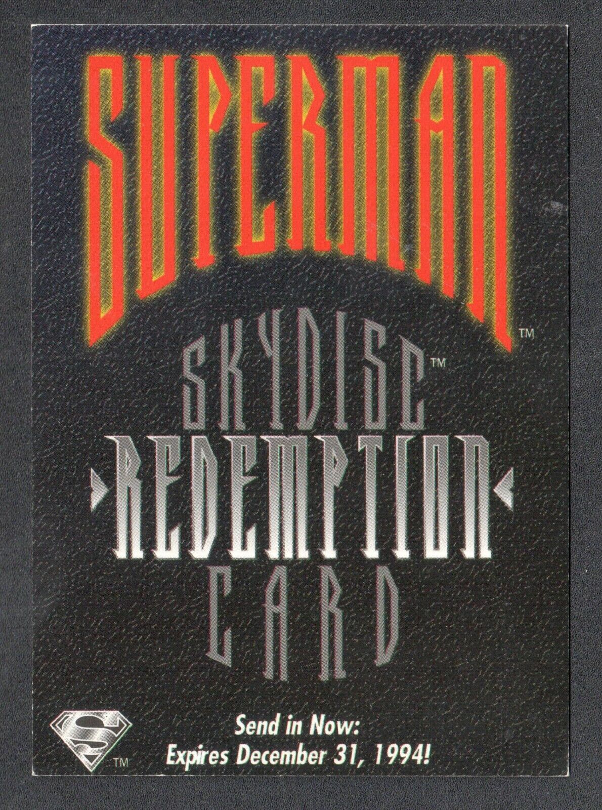 DC MASTER SERIES: SUPERMAN SKYDISC REDEMPTION EXCHANGE CARD (unused) Skybox 1994