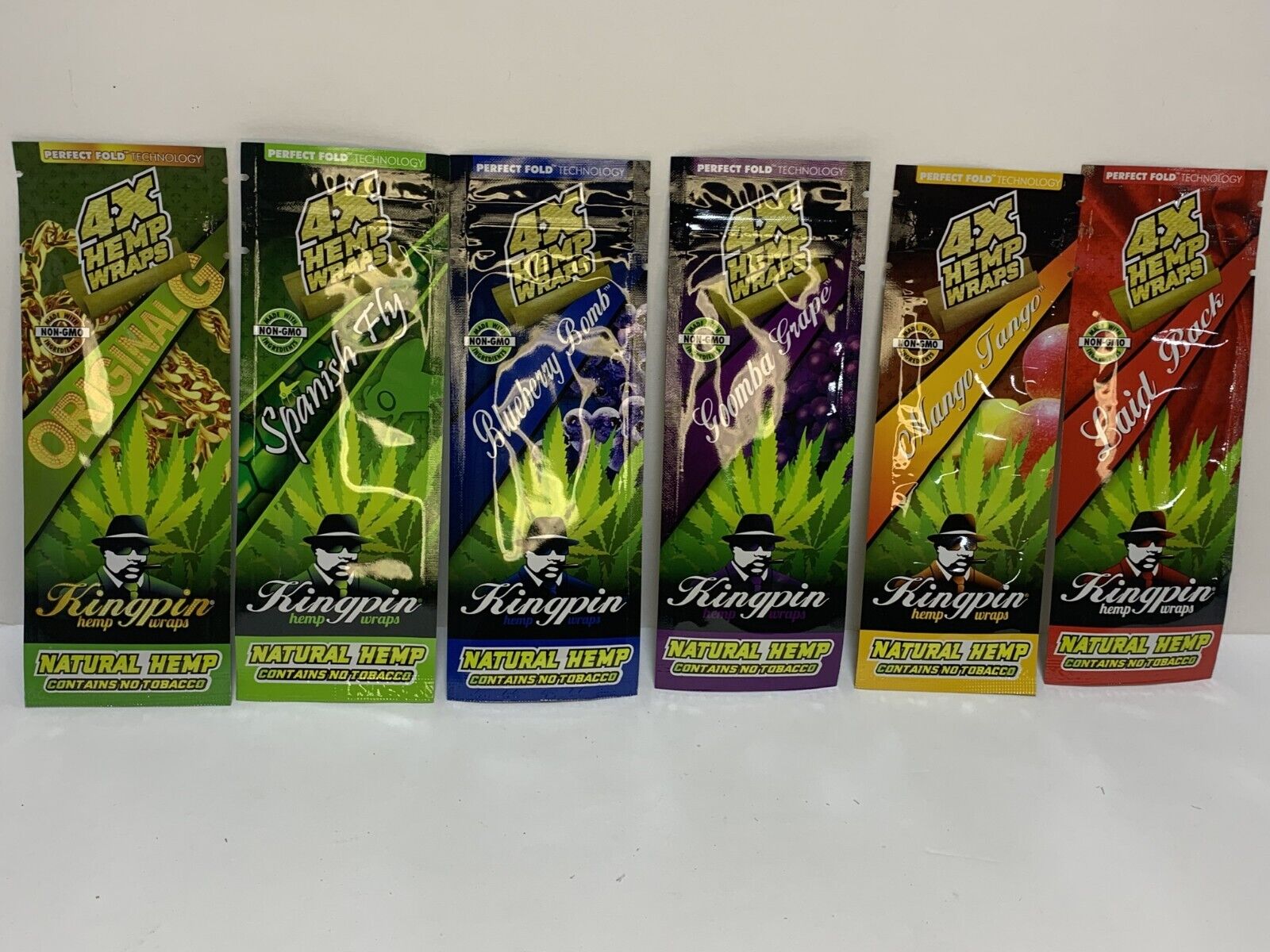 KINGPIN HERBAL WRAPS - 6 Pack Sampler - all Flavors/ 4 toasted wraps per pack
