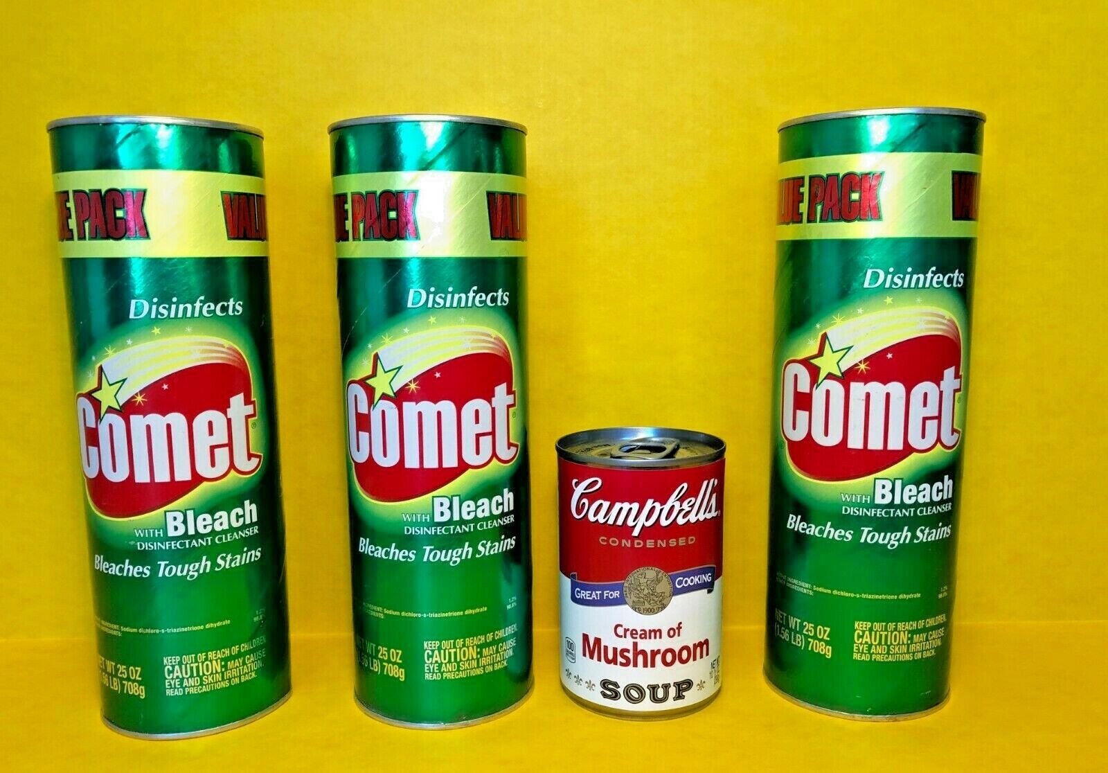 3 NOS Sealed COMET with BLEACH Cleanser Disinfectant 25 OZ EA VTG Can Movie Prop