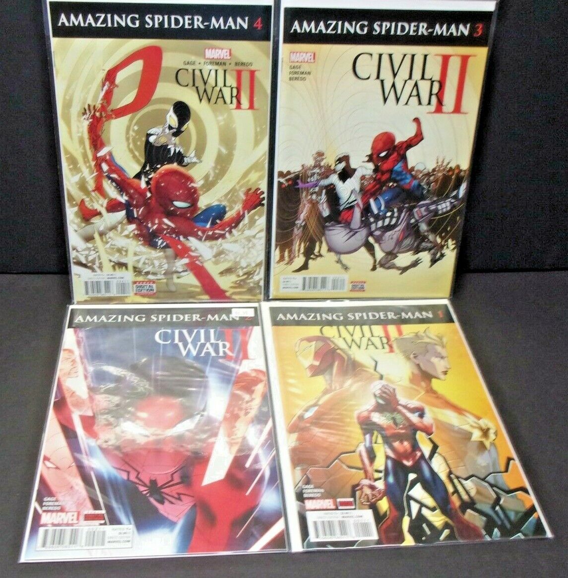 Marvel Comics AMAZING SPIDER MAN Lot Civil War II Series # 1-4 1 2 3 4 Run Lot